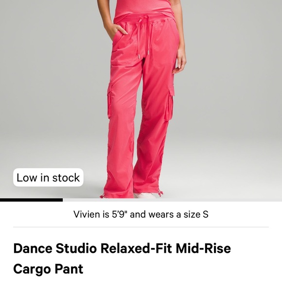 NWT lululemon athletica Pink Dance Studio Relaxed-Fit Mid-Rise Cargo Pant - Picture 2 of 13